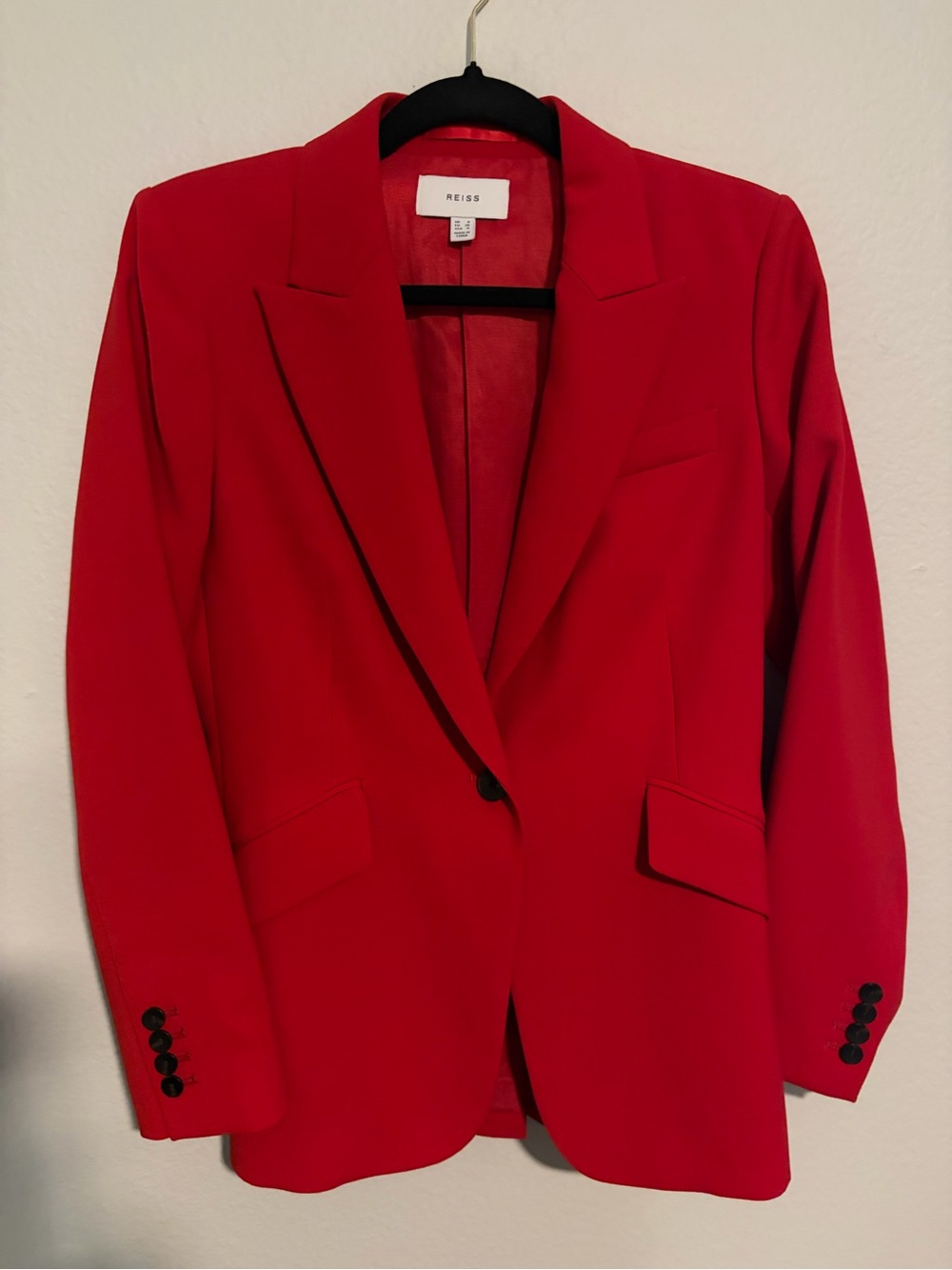 Reiss Bright Red Tailored Single-Button Blazer